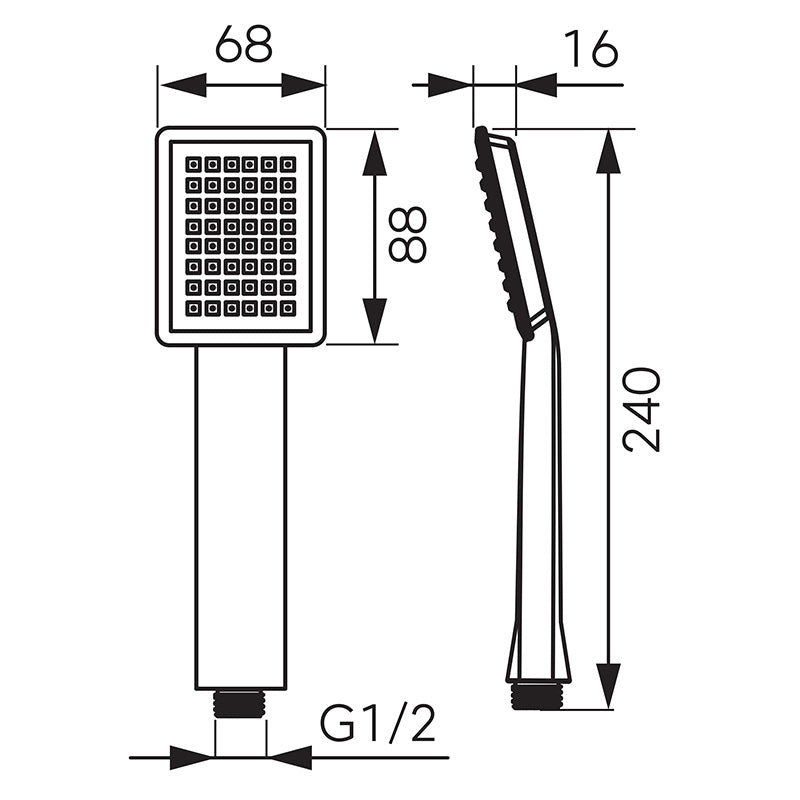 Para de dus Ferro Sinus, cu 1 jet, negru mat - S170BL-B