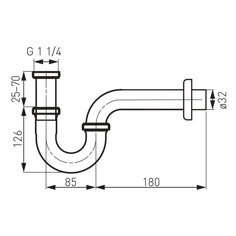 Sifon lavoar Ferro, in forma de U, 1/4 x 32 mm, crom - S281