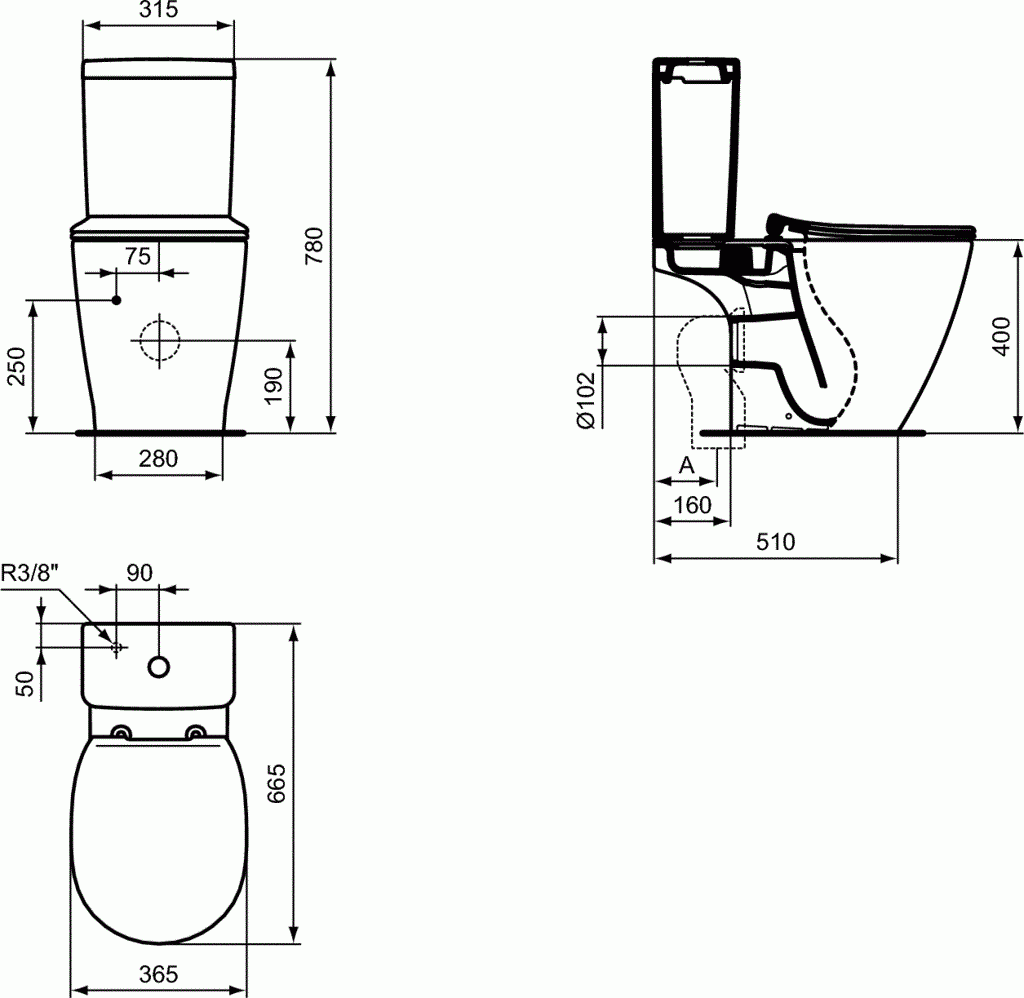Vas wc Ideal Standard Connect Aquablade, montare pe podea, alb - E042901