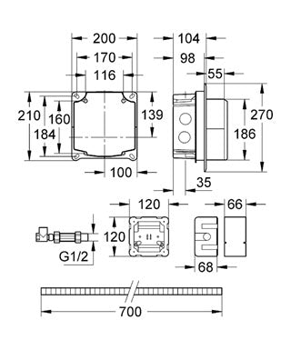 Set instalare pentru radar electronic - Grohe-38387000