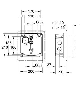 Corp incastrat Grohe Set Tectron pisoar-37006000