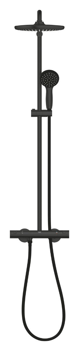 Sistem de dus Grohe Vitalio Start 250, termostat, 250 mm, 1 pulverizare, anti-calcar, mat, negru-266772430