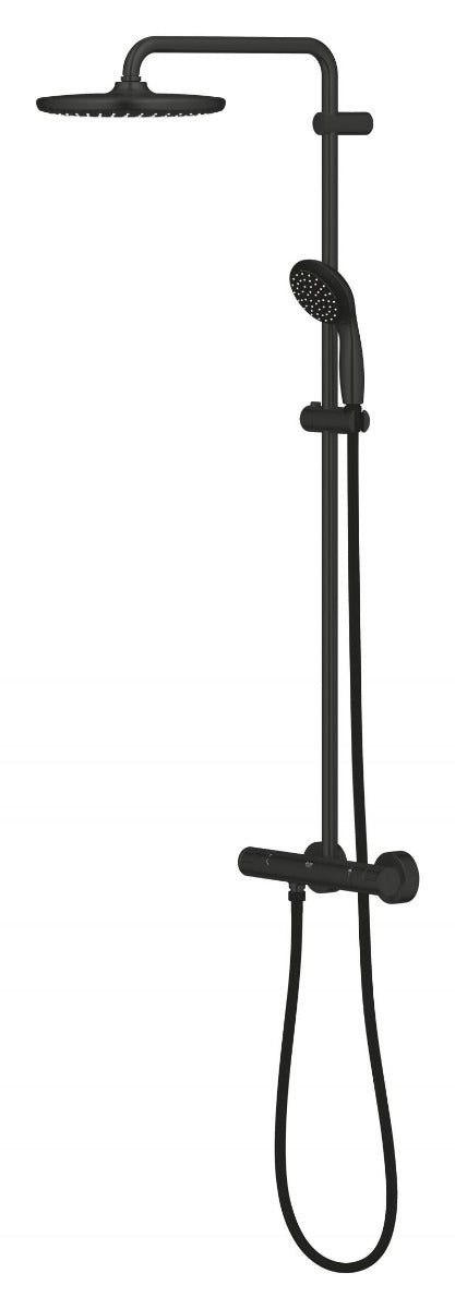 Sistem de dus Grohe Vitalio Start 250, termostat, 250 mm, 1 pulverizare, anti-calcar, mat, negru-266772430