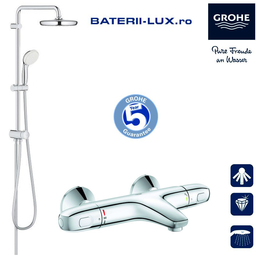 Sistem dus Grohe New Tempesta 210+baterie cada termostat Grh 1000-baterii-lux.ro