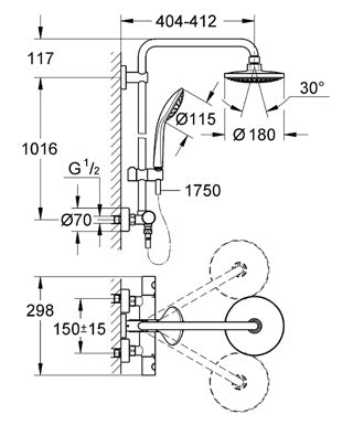 Sistem dus cu baterie dus termostatata Grohe Euphoria-27420001