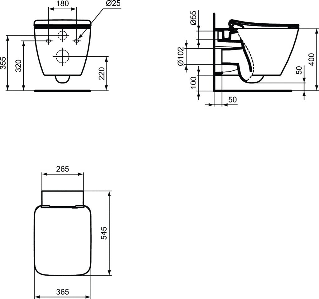 Vas WC suspendat Ideal Standard Strada II AquaBlade, fixare ascunsa, alb - T299701