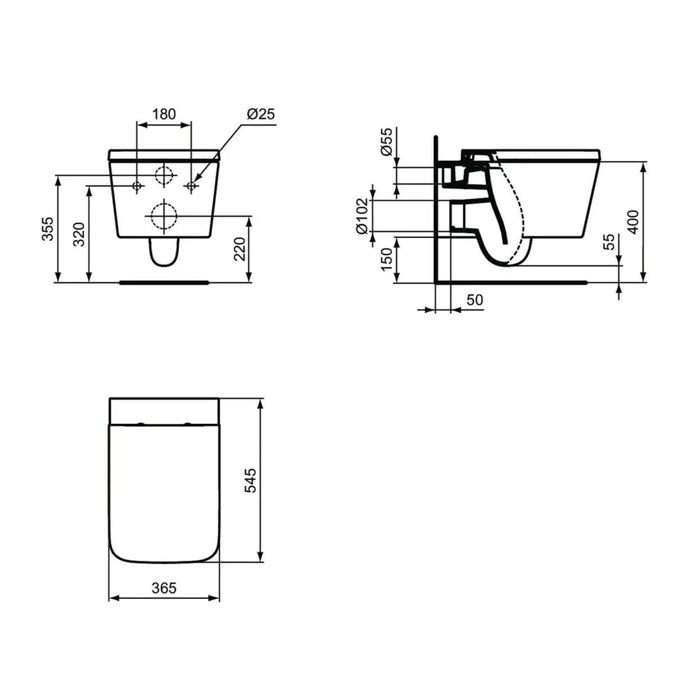 Vas WC suspendat Ideal Standard Atelier Blend Cube alb - T368601