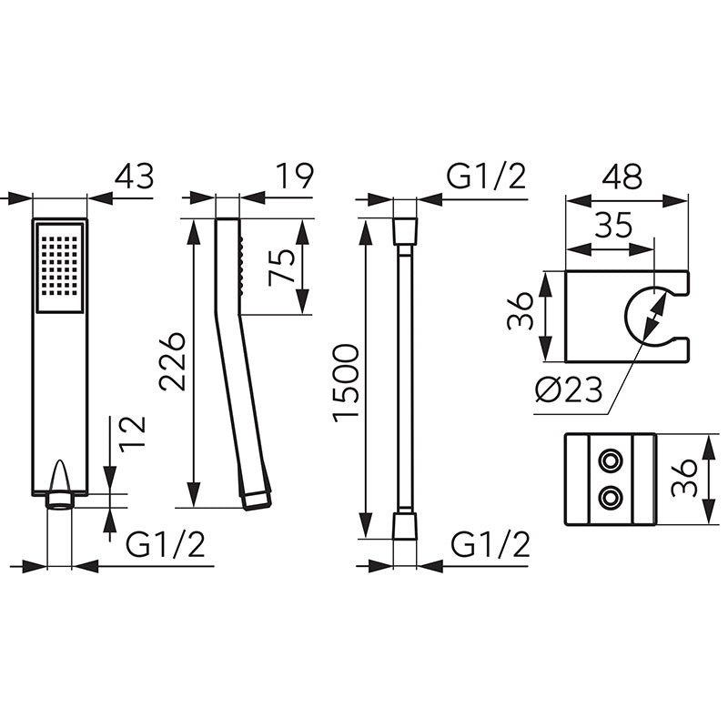 Set de dus Ferro Jive, suport de para si furtun, auriu - U155G