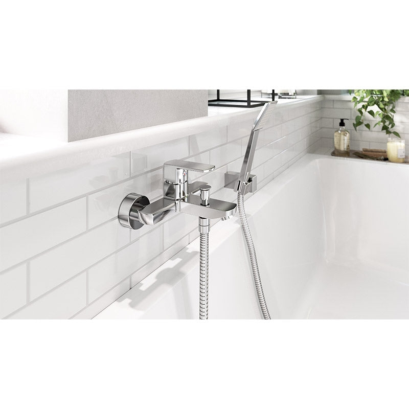 Set de dus Ferro Sinus, suport si furtun, crom - U170B