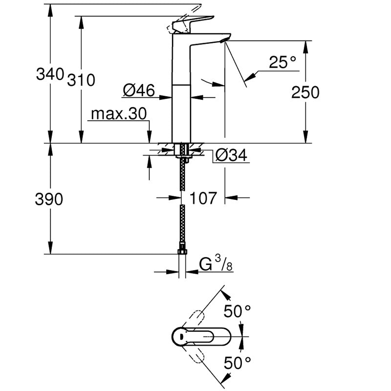Pachet: Coloana dus Grohe New Tempesta 210-27922001, Baterie lavoar blat Grohe BauEdge XL-23761000, Agăţătoare Grohe BauCosmopolitan-40461001