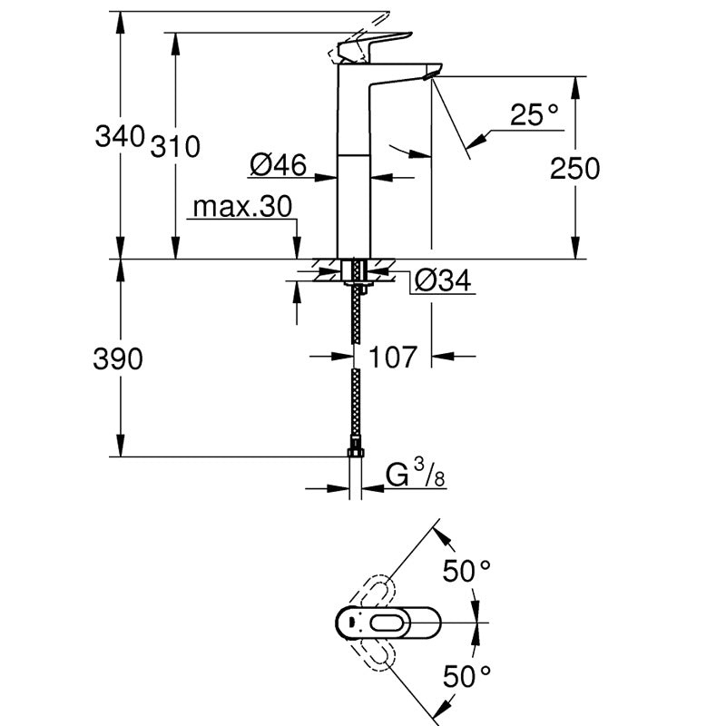Pachet: Coloana dus Grohe Euphoria 260-27296002, Baterie lavoar montare pe blat Grohe Bauloop XL size-23764000, Agăţătoare Grohe BauCosmopolitan-40461001