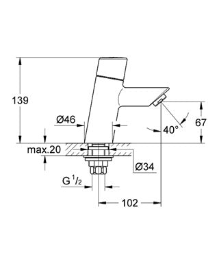 Ventil stativ 1/2" Grohe - Concetto