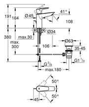 Baterie lavoar Grohe StartEdge, marimea M,furtunuri flexibile, crom-24200001