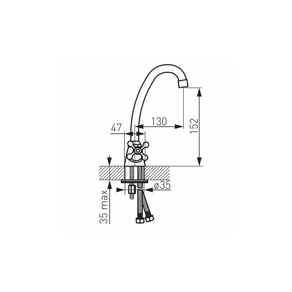 Baterie lavoar Ferro Retro, crom - XR2