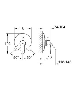 Baterie cada/ dus montaj incastrat Eurostyle Cosmopolitan Grohe - 19506002