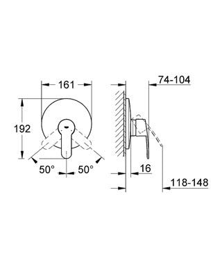 Baterie dus montaj incastrat Eurostyle Cosmopolitan Grohe - 19507002