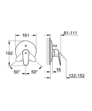 Baterie cada /dus incastrat Eurodisc Cosmopolitan Grohe-19548002