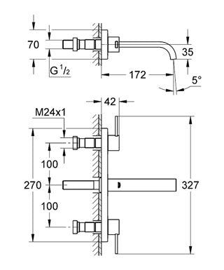 Baterie lavoar cu 3 găuri 1/2" Grohe Allure-20189000