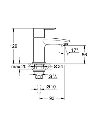 Baterie lavoar Eurostyle Cosmopolitan Pillar Grohe -23039002