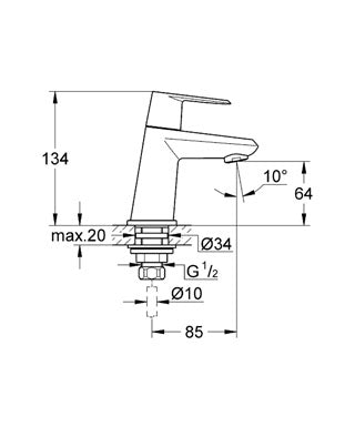 Eurodisc Cosmopolitan Grohe Pillar tap-23051002