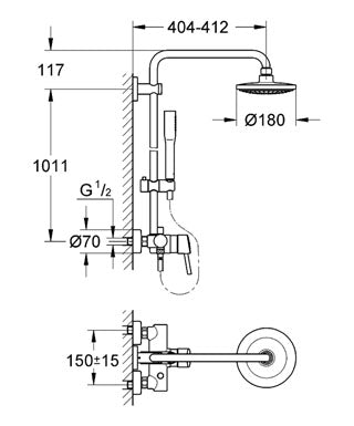 Sistem dus Concetto New Grohe-23061001