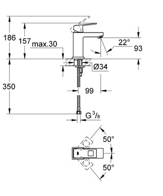 Baterie lavoar monocomandă 1/2" Grohe Eurocube-2313200E