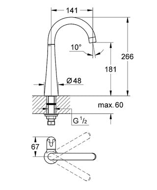 Ventil stativ 1/2" Grohe Zedra New-30026SD0