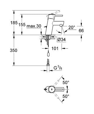 Pachet baterii 3 in 1 baterii cada Grohe Concetto set dus bara
