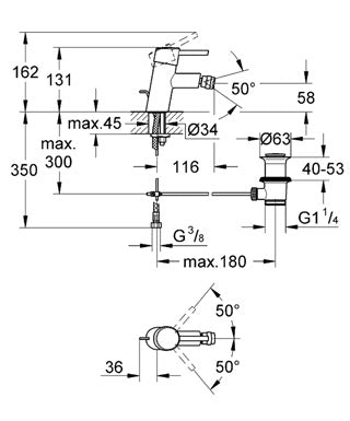 Baterie bideu Concetto New Grohe-32208001