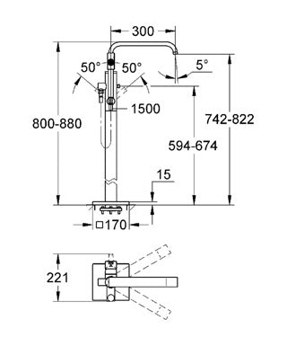 Baterie cadă monocomandă 1/2" Grohe Allure-32754001