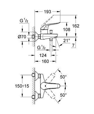 Baterie cada monocomanda 1/2 " - Grohe-Euroeco Special -32783000