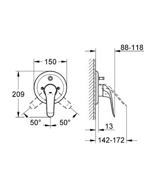 Baterie cada monocomanda - Grohe Euroeco Special -32785000