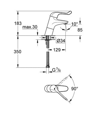 Baterie lavoar monocomandă 1/2" Grohe Euroeco Special SCC-32790000