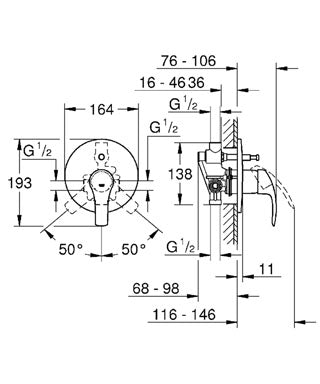 Baterie cada/dus montaj incastrata Grohe Eurosmart New-33305002