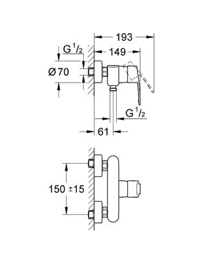 Baterie dus Eurostyle Cosmopolitan Grohe - 33590002