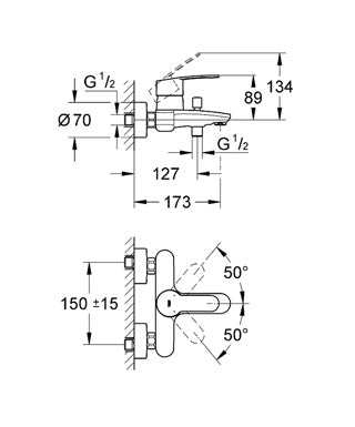 Baterie cada/dus Grohe Eurostyle Cosmopolitan-33591002