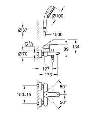 Baterie cada cu dus Grohe Eurostyle Cosmopolitan-33592002