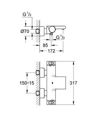 Baterie cada cu termostat Grohe Grohtherm 2000 New cod-34174001