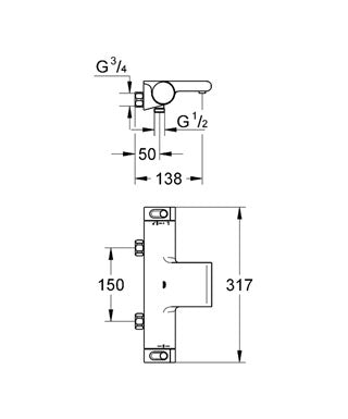 Baterie cada cu termostat Grohe Grohtherm 2000 New cod-34175001