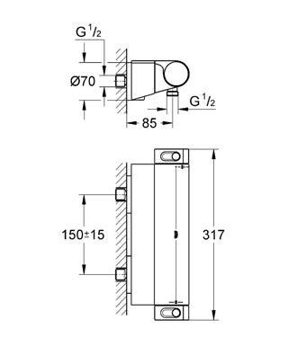 Baterie dus cu termostat Grohe Grohtherm 2000 New cod-34469001
