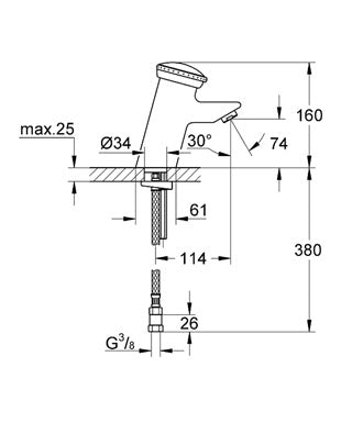 Baterie lavoar cu autoinchiderepentru spatii publice Contromix  Grohe-36109000