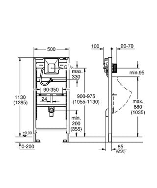 Cadru metalic pentru pisoar Grohe Rapid SL pentru pisoar-38786001