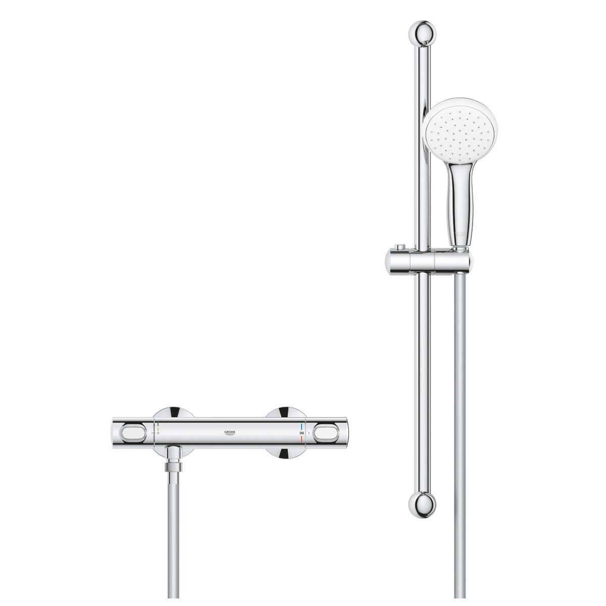 Baterie cabina dus cu termostat, Grohe Grohtherm 500, set de dus inclus, crom,gama profesionala-34796001