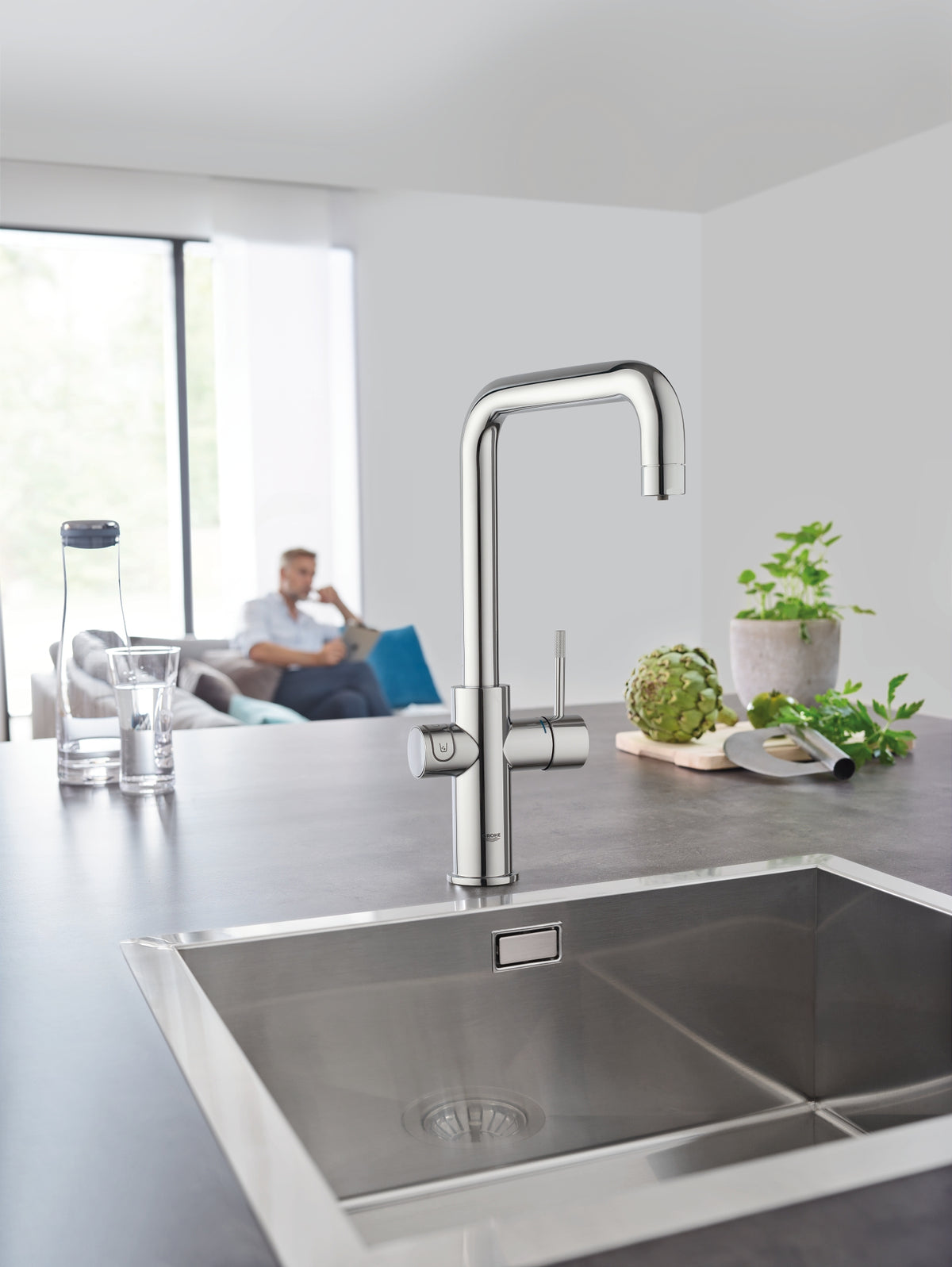 Baterie bucatarie cu filtru si racitor Grohe Blue Home Starter kit pipă tip U-31456000 baterii-lux.ro