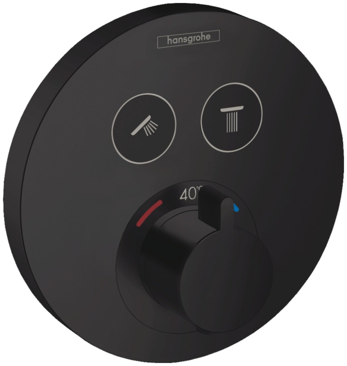 Baterie dus termostatata Hansgrohe Shower Select S cu montaj incastrat si 2 iesiri, negru mat – 15743670 15743670