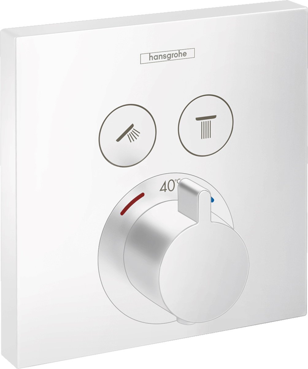 Baterie dus termostatata Hansgrohe Shower Select cu montaj incastrat si 2 iesiri, alb mat – 15763700 15763700