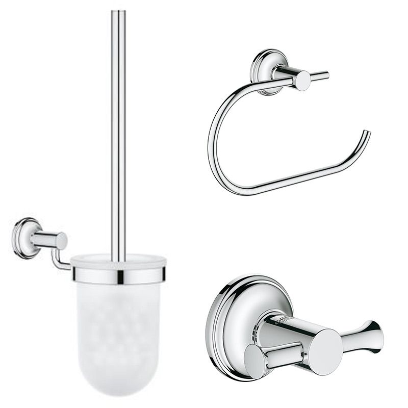 Electropositive linkage Carrot Set accesorii baie Grohe Authentic City 3 in 1, perie WC cu suport, suport  hartie igienica, cuier prosop, fixare ascunsa,  crom-(40656001,40658001,40657001)