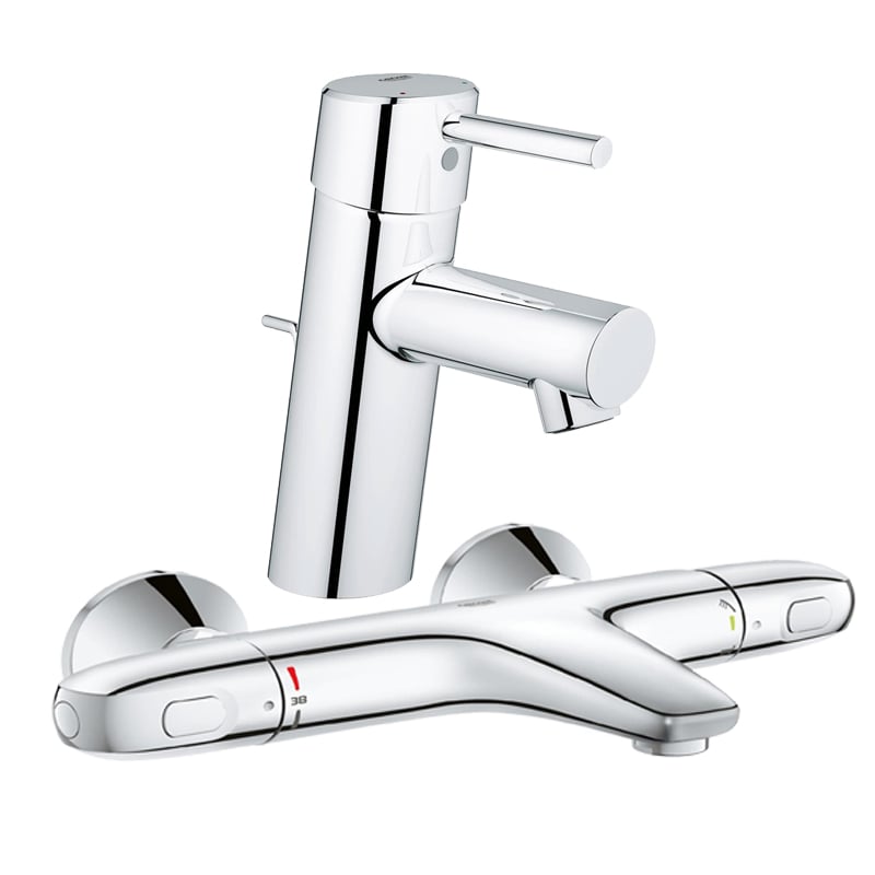 Pachet: Baterie Grohe cada/dus termostat Grohtherm 1000-34155003 + Baterie lavoar Grohe Concetto New -32204001 -32204001