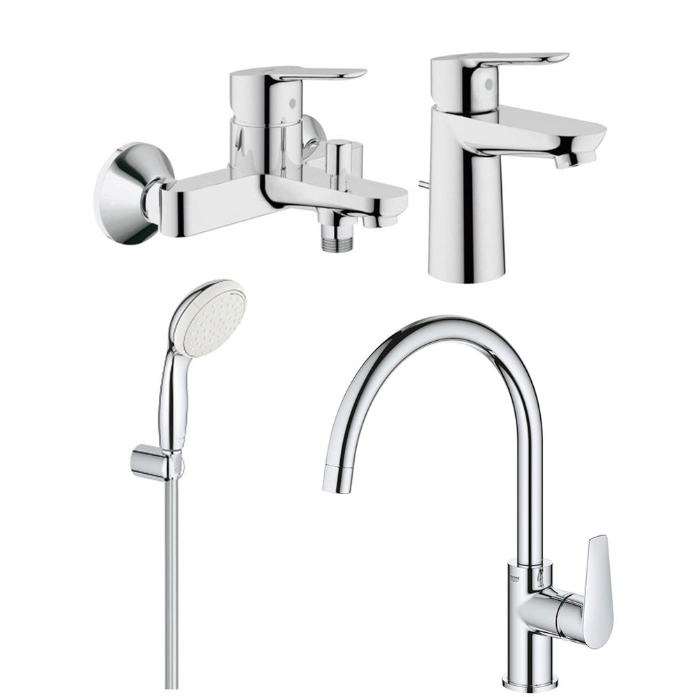 Set baterii baie si bucatarie Grohe Bauedge porter (23328000,23334000,27799001,31367001) baterii-lux.ro