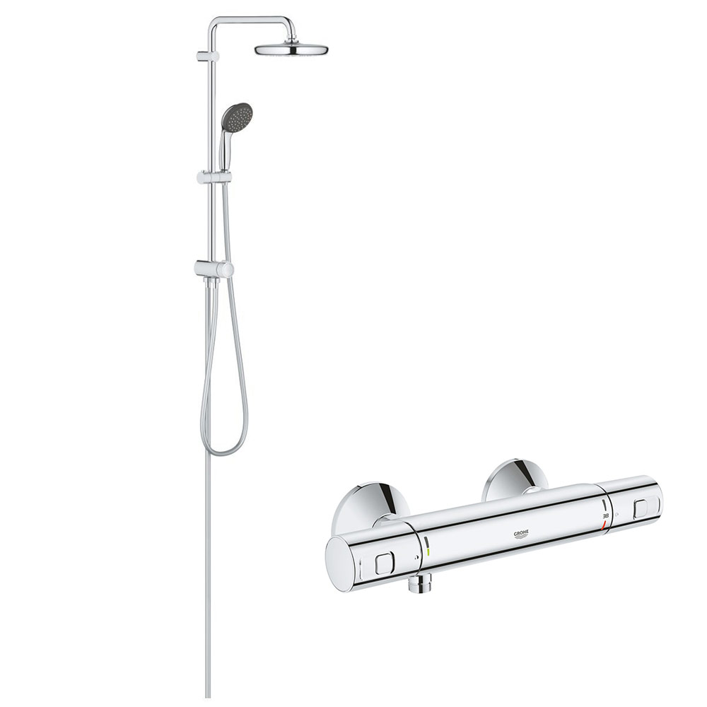 Coloana dus Grohe palarie 210 mm, crom, baterie cabina dus termostat Grohe Precision (26382001,34594000 ) baterii-lux.ro